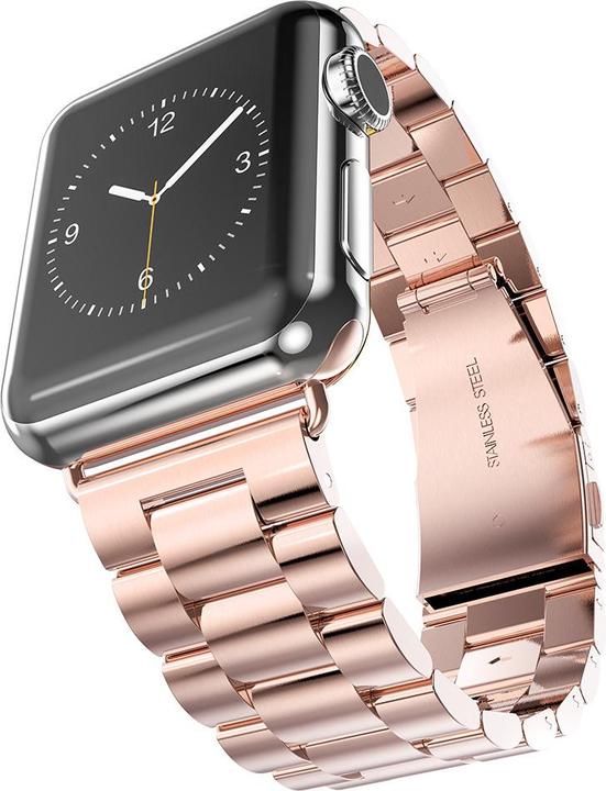 Techsuit - Watchband (W036) - Apple Watch 1/2/3/4/5/6/7/8/9/10/SE/SE 2 (38/40/41/42mm) - Pink (Edelstahl)