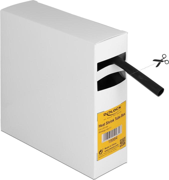 Actual product image Delock Heat shrink tubing box, with inner adhesive, shrink ratio 3:1, 5 m x 9.5 mm black (1 x)