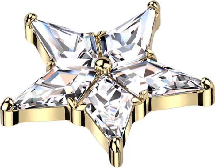 Image du produit Star Piercing Dermal Anchor étoile plaqué or cristaux argent (sans laiton, Titane G23)