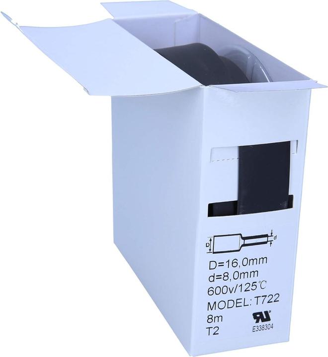Actual product image Kalitec 8m Schrumpfschlauch schwarz I 2 : 1 I von 16mm auf 8mm I Wasserdicht nach IP67 I Industriequalität (1 x)