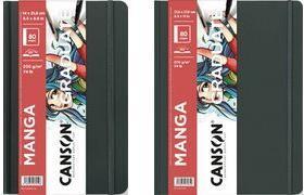 Actual product image Canson GRADUATE Manga sketchbook, 216 x 279 mm, black 40 sheets, smooth white paper 200 gsm, hardcover (216 x 279 mm)