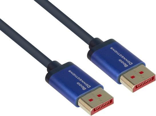 Image du produit Good Connections Câble DisplayPort 1.4 SmartFLEX, 8K UHD-2 / 4K UHD, boîtier aluminium, CU, bleu foncé, 0.5m, Bon Con (0.50 m, DisplayPort)
