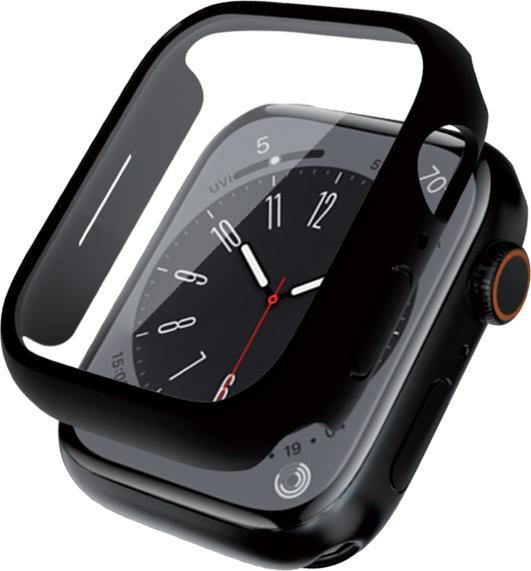 Crong Boîtier de montre hybride - Apple Watch 44 mm boîtier en verre (noir)