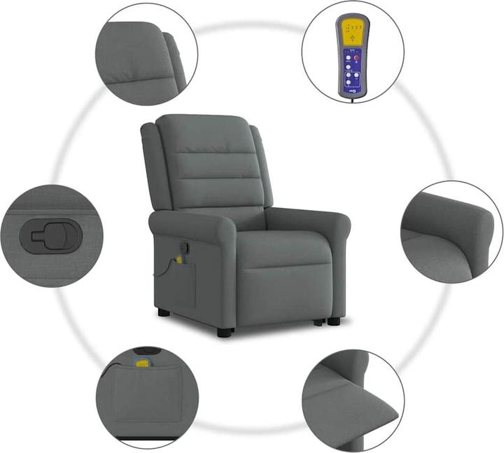 Actual product image VidaXL Massage chair with stand-up aid dark grey fabric