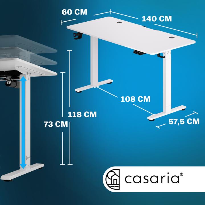 Image du produit Casaria Bureau à hauteur réglable (140 x 60 x 118 cm)