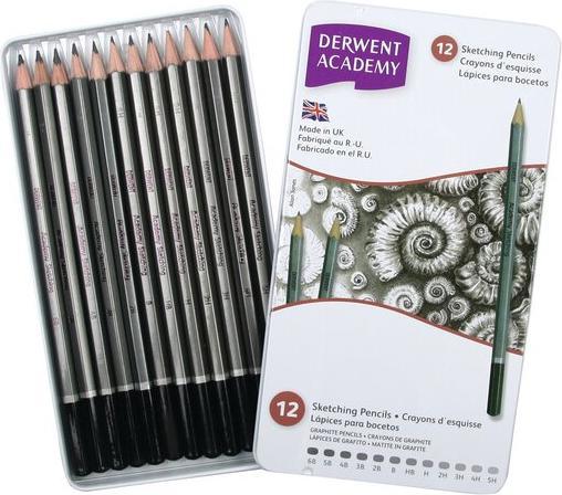 Image du produit Derwent Crayon graphite Sketching gris, 12 pièces (HB, 3B, 5H, 2B, H, 3H, 6B, 4B, 4h, 12 x)