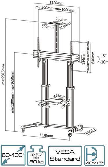 Produktbild myWall Hp 102 L (Universal, 100", 80 kg)