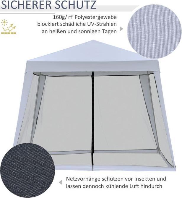 Actual product image Swisshandel24 Gartenpavillon 3x3 m wetterfestes Partyzelt mit Moskitonetz aus Metall und Polyester (300 cm, 300 cm)