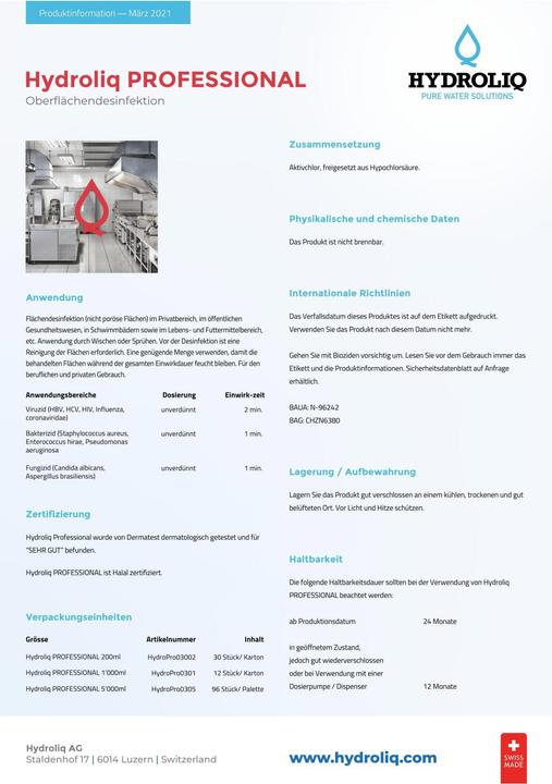 Produktbild Hydroliq Professional Ready to use Flächendesinfektion Flächendesinfektion (1000 ml)