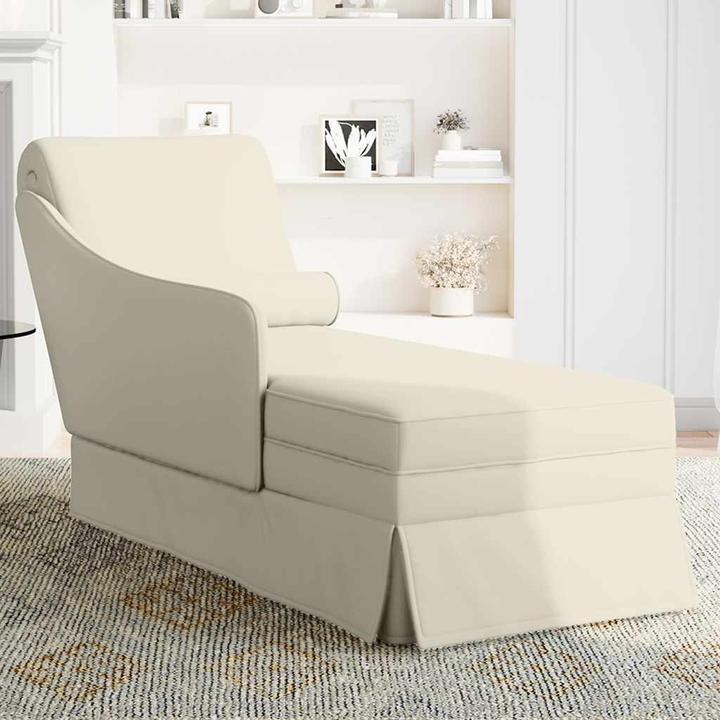 Produktbild VidaXL Chaiselongue mit Nackenrolle und Rechter Armlehne Creme Samt