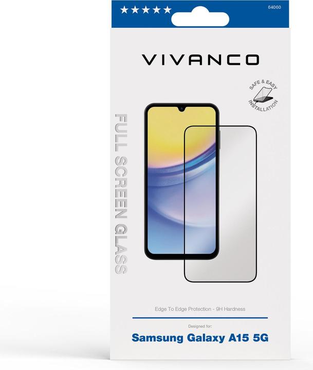 Produktbild Vivanco 2.5D FullScreen Displayschutzglas fuer Samsung Galaxy A15 5G (1 Stück, Samsung Galaxy A15 5G)