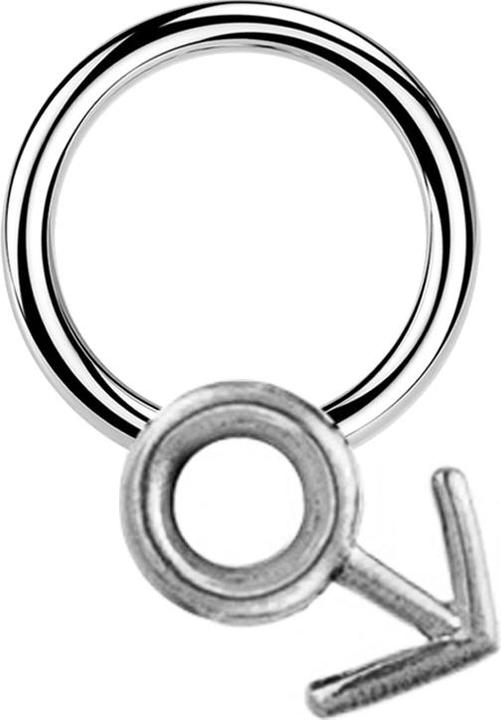 Produktbild Star Piercing Micro Closure Ring silber Gendersymbol Mann silber (Messing, Chirurgenstahl 316L)