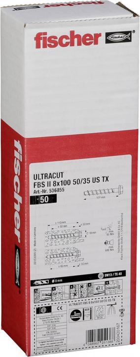 Immagine prodotto Fischer Ancoraggio a cuneo FAZ II 20 Lunghezza 172 mm zincato (50 Viti per pezzo)