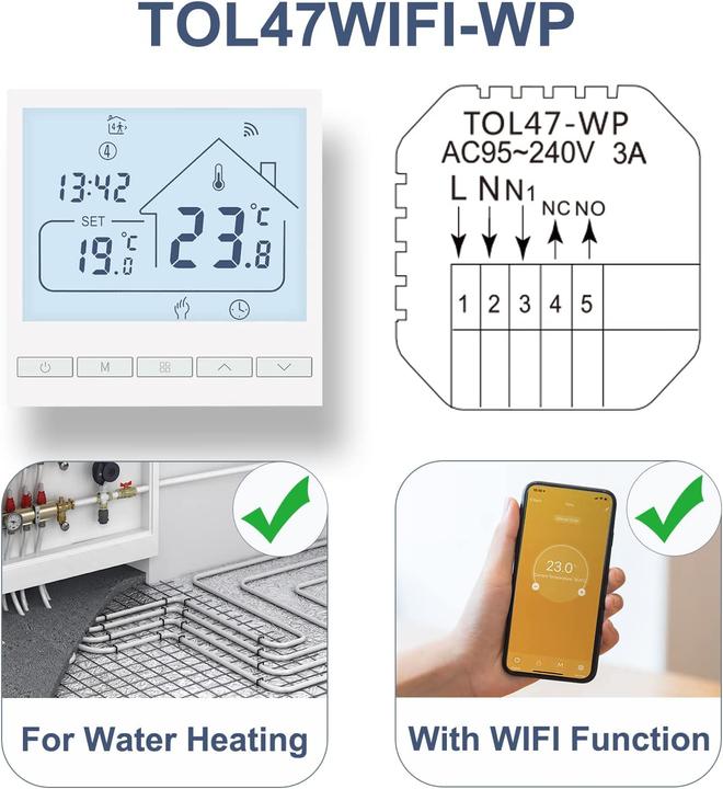 Immagine prodotto Beok controls Termostato per scaldabagno, 2pcs WIFI