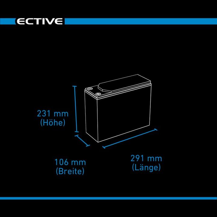 Produktbild Ective AGM Batterie 60Ah 12V Deep Cycle Slim Front Terminal Versorgungs Akku Versorgungsbatterie (12 V, 60 Ah)