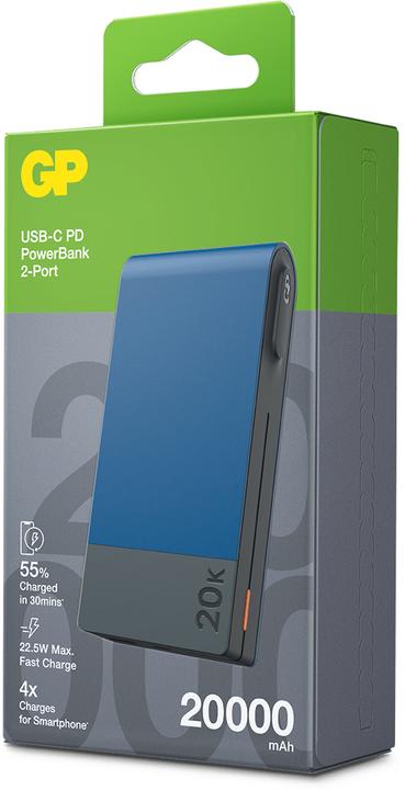 Immagine prodotto GP Batteries GP PowerBank MP20B 20000mAh USB-C/USB-A blu 130M20BBLUE (20000 mAh, 22.50 W, 74 Wh)