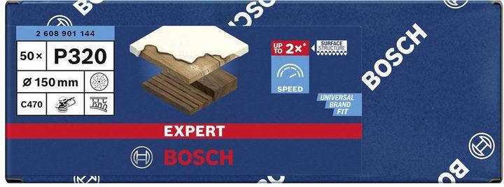 Immagine prodotto Bosch Professional Zubehör Expert C470 Carta vetrata multiforo per levigatrice rotorbitale, 150 mm, G 320, 50 pz. (320)