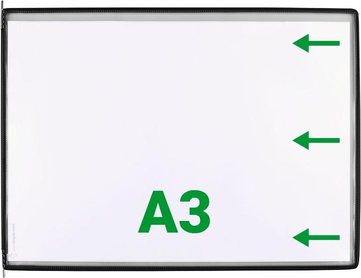 Actual product image Tarifold 10 display boards with 5 clip-on tabs DIN A3 landscape black, side opening