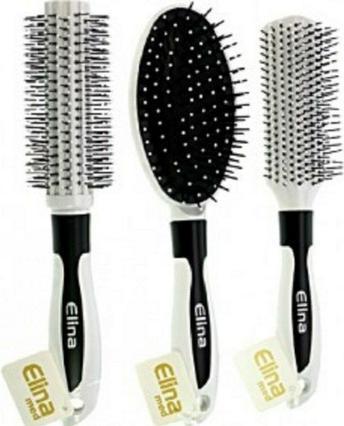 Actual product image Elina MED Exclusive White/Black Hairbrushes Various Models 23cm - New