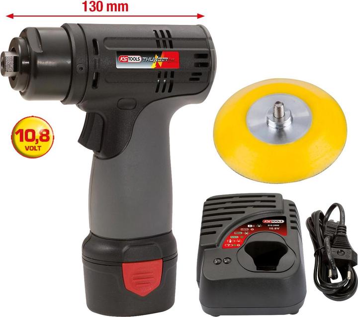Produktbild KS Tools Akku-Schleifmaschine, 3.200 U/min 10,8V, mit 1 Akku und 1 Ladegerät (Exzenterschleifer)
