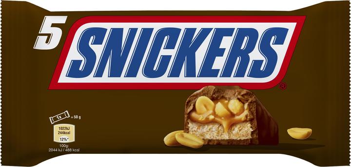 Actual product image Snickers Chocolate bar 5 x 50 g, Product type: Nuts (230 g)