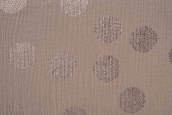 Rico Design Krinkel-Musselin Baumwoll-Stoff mit Metallic-Effekt "Sakura Blossom Taupe", 130 cm bre...