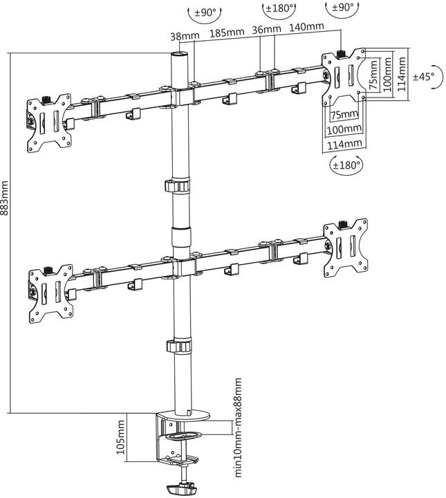Produktbild Manhattan Tischhalterung Monitorarm (Tisch, 32")