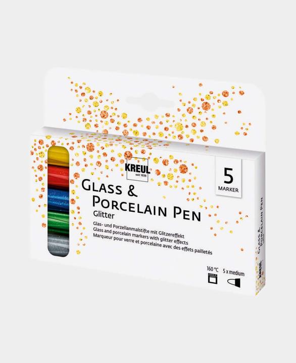 Produktbild Kreul Glass- und Porzellanmalstifte (Blau, Rot, Hellgrün, Anthrazit, Sonnengelb)