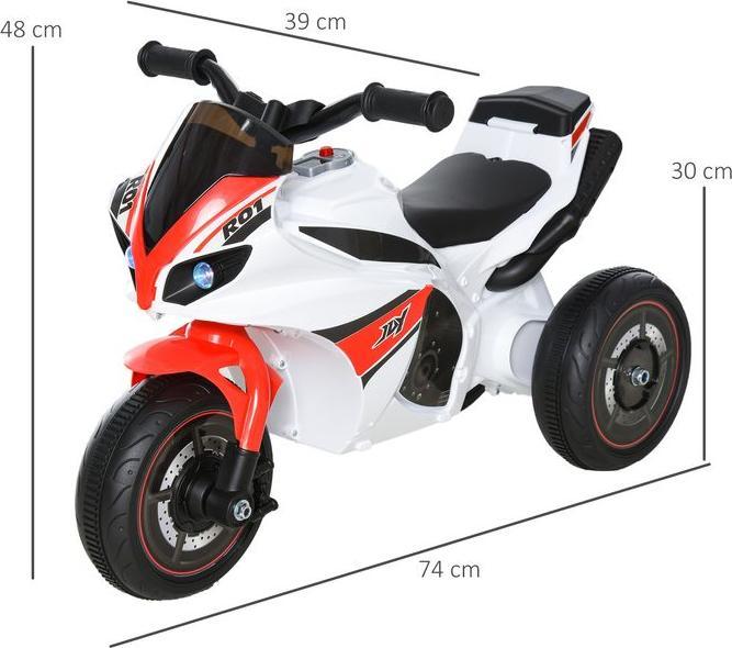 Produktbild Swisshandel24 Kinderfahrzeug Rutscher Kinder-Motorad Rutscherfahrzeug für 18-36 Monate mit Musik Weiss 74 x 39 x 4