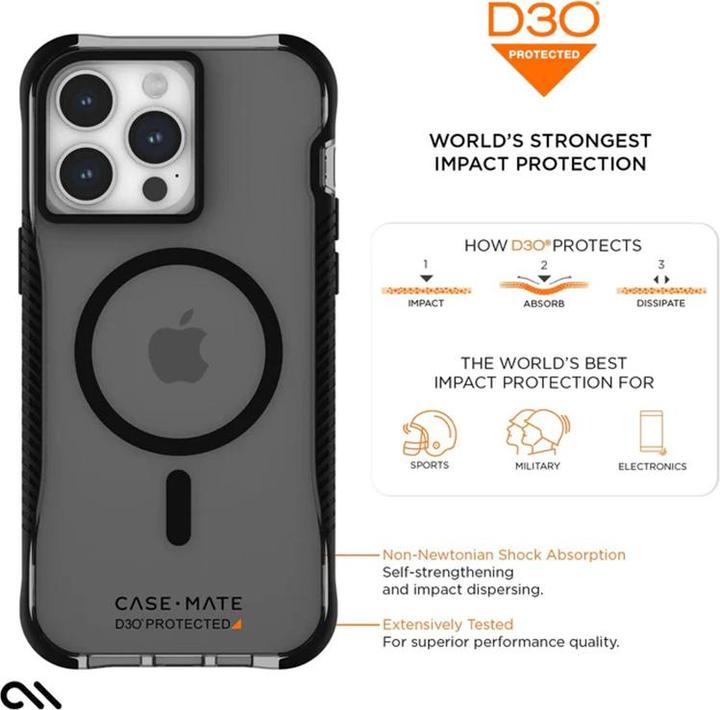 Actual product image Case-Mate Tough Grip Plus D3O MagSafe - iPhone 15 Pro Max Case (Smoke/Black) (Apple iPhone 15 Pro Max)