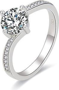 Moiss Sparkling Silver Ring With Clear Zircons R000059 (54)