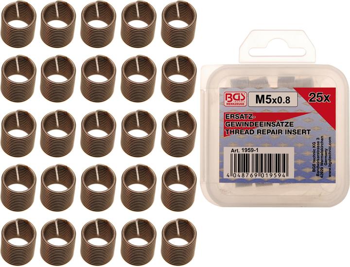 Actual product image BGS Replacement Thread Inserts M5 x 0.8 mm 25 pcs.
