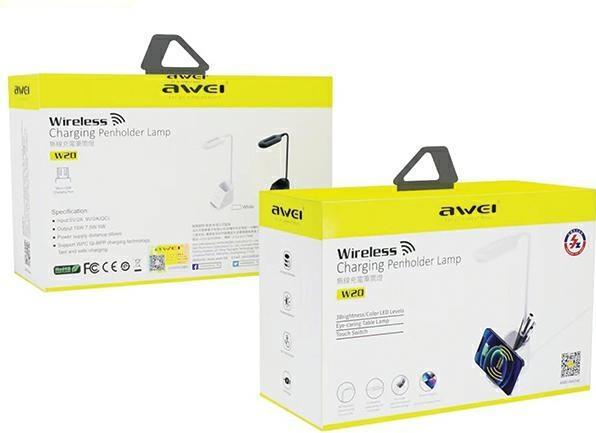 Productafbeelding Awei lampka LED z ład. indukcyjną W20 15W Fast Charging czarny/zwart