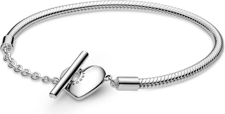 Pandora Snake Chain T-bar Heart Armband (16 cm, Silber 925)