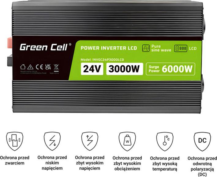 Actual product image GreenCell Przetwornica LCD /6000W Czysty sinus z wywietlaczem