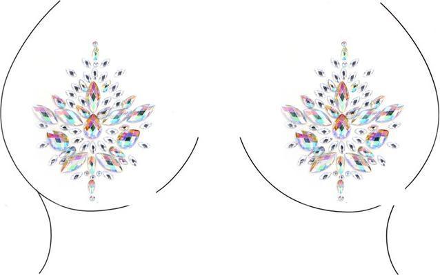 Actual product image Le Désir Open-cup Tie Dye strappy teddy & Dazzling Nipple Bling Sticker - (One size)