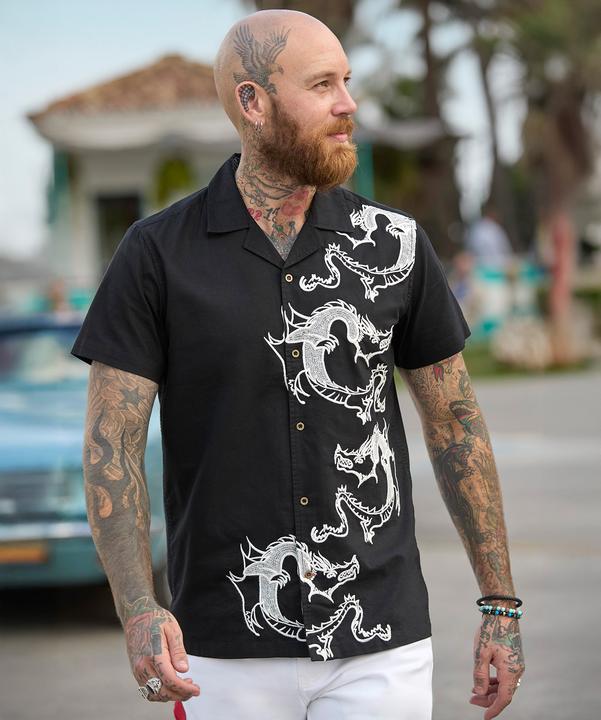 Actual product image Joe Browns Embroidered Dragon Short Sleeve Shirt (S)