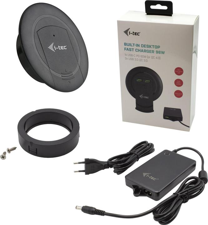 Image du produit i-tec Chargeur rapide de bureau intégré USB-C PD 3.0 3x USB 3.0 QC3.0 96 W (96 W)