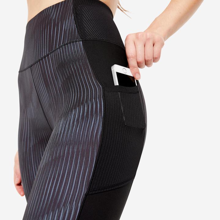 Image du produit Domyos Leggings femme avec poche pour smartphone - FTI 120 gris/noir imprimé (M)