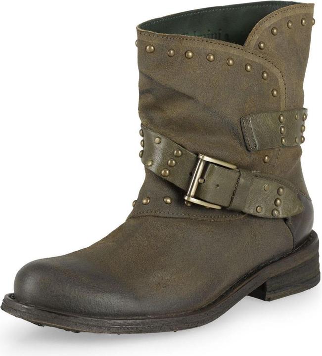 Felmini GREDO D905 Bikerstiefel mit dekorativen Nieten entlang des Schafts und Schnallenriemen, mit einem Vi