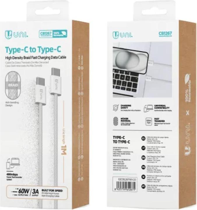Productafbeelding Uni-ball KABEL UNI USB TIPO(C) A USB TIPO(C) 60W 3A (1 m)