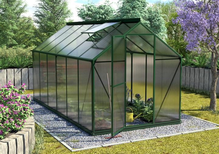 Vitavia Greenhouse Triton 7500 twinwall sheets 6 mm with foundation 198x379 cm green