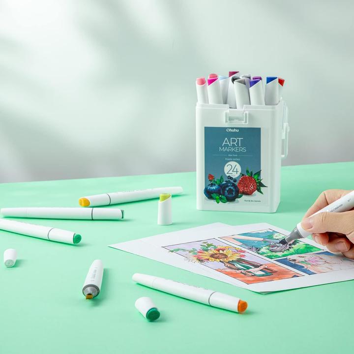 Actual product image Ohuhu Kaala art marker (Multicoloured, 6 mm, 24 x)