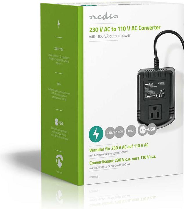 Produktbild Nedis Stromwandler Umrichter - Netzstromversorgung - 230 VAC 50 Hz - Ausgangsspannung: 110 VAC - 1