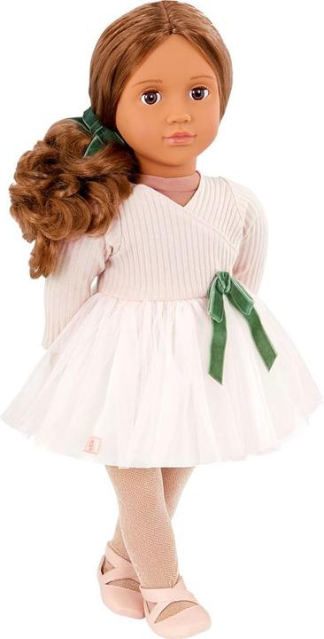 Productafbeelding Our Generation – 46 cm Ballerina-Puppe – Gewelltes brünettes Haar & braune Augen – Ballettkleid – Ro