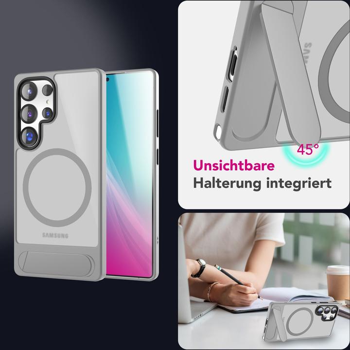 Actual product image Nalia Triton - Durchsichtige Standfuss Hülle mit MagSafe Ring - Kickstand Hardcover (Samsung Galaxy S25 Ultra)
