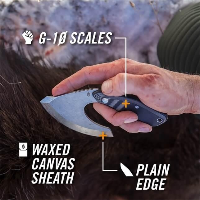 Image du produit Gerber Gear Couteau de chasse Gerber DOWNWIND ULU, acier 7Cr, inoxydable, manche en G10, étui en toile cirée (12.30 cm)