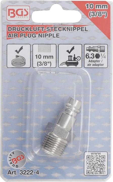 Immagine prodotto BGS Raccordo a innesto pneumatico 10 mm (3/8") filettatura esterna