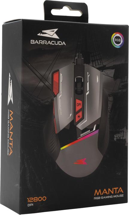 Actual product image Baracuda Gaming Mouse MANTA, 8D, 12800 dpi, Grey (BGM-047) (Cable)