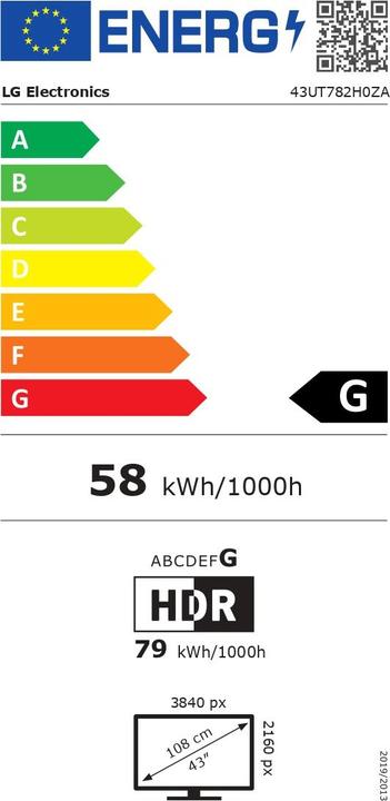 Energie-Label LG 43UT782H0ZA (43", LCD, 2020)